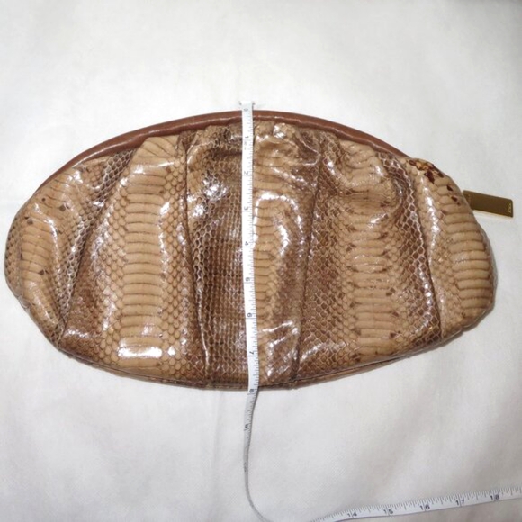 Furla Python Embossed And Smooth Leather Oversized Clutch - Picture 13 of 16